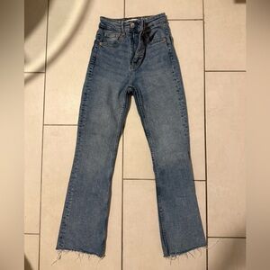 ZARA High Rise Straight Leg Raw/Frayed Hem Jeans Sz 00 EUR 32 (24)